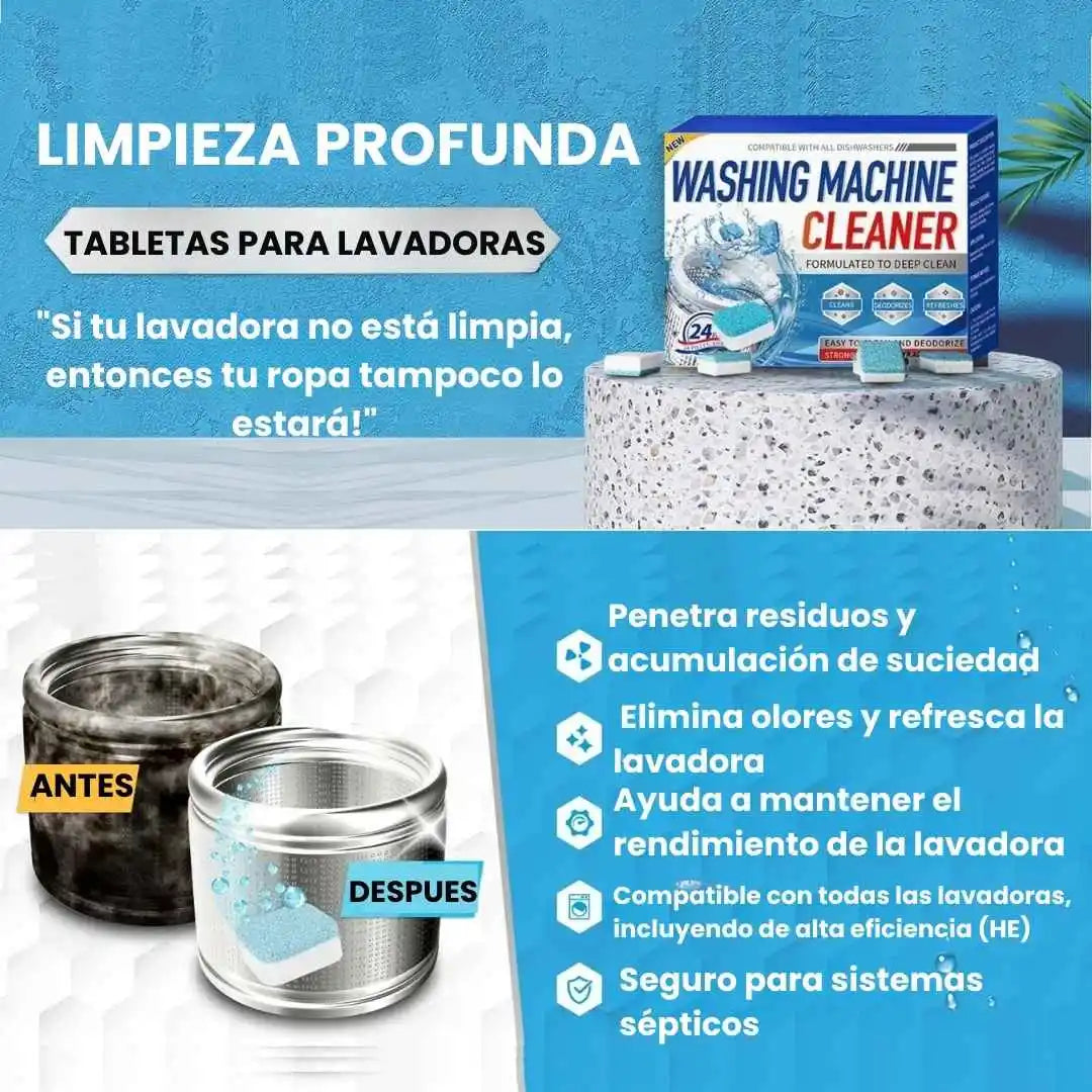 WashiX Pastilla Limpiador de Lavadora Caja x 12