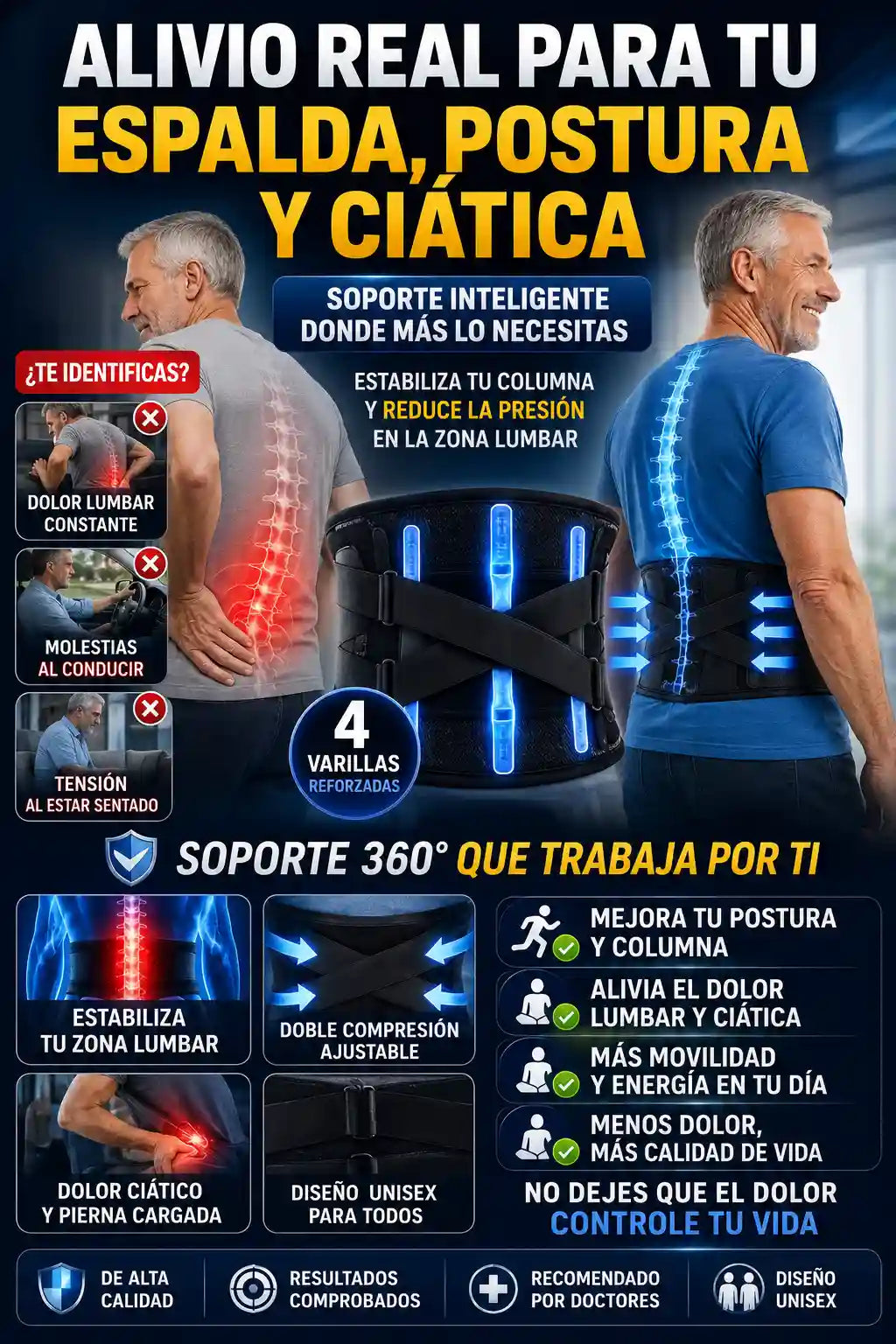 Cinturón Lumbar 4 Varillas