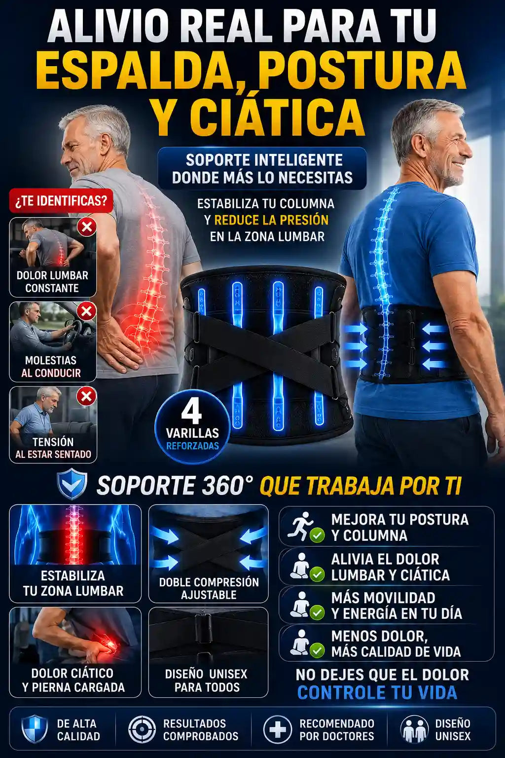 Cinturón Lumbar 4 Varillas